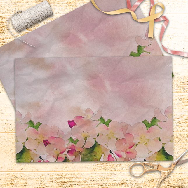 Romantic Pastel Watercolor Cherry Blossoms Tissue Paper (Creator Uploaded)