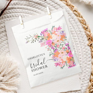 Romantic pastel wild flowers spring bridal shower favour bags