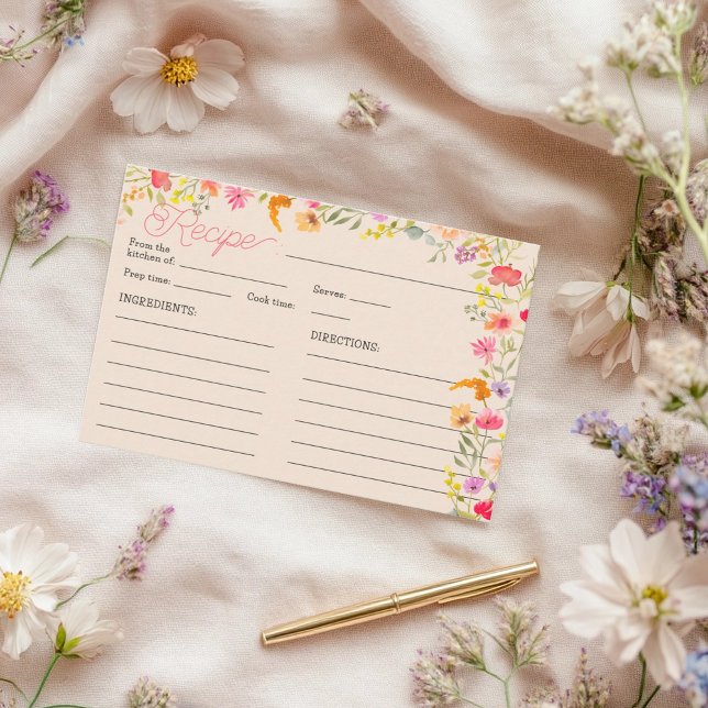 Romantic Pastel Wildflower Bloom bridal recipe  Invitation (Romantic Pastel Wildflower Bloom bridal recipe Invitation)