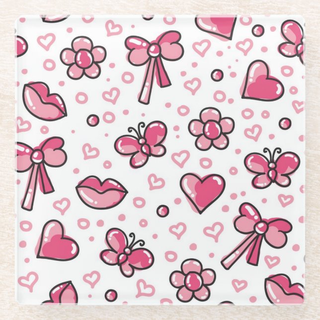 romantic pattern glass coaster (Front)