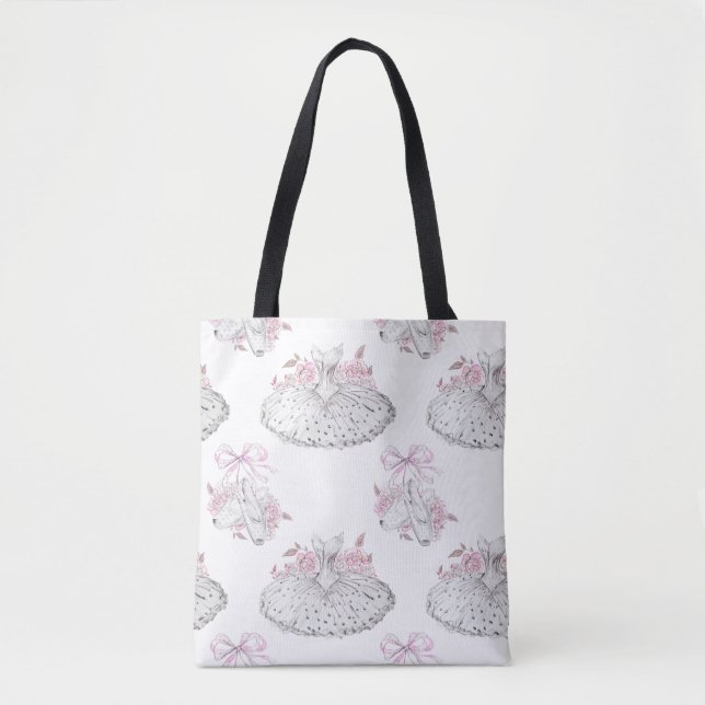 Romantic Pattern with Ballet Dresses and Ballet Sh Tote Bag (Front)