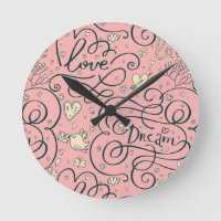 Romantic Pattern with Hearts and Birds