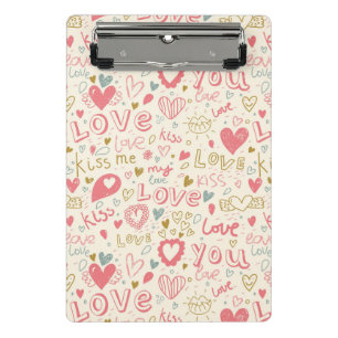 Romantic Pattern with Hearts and Lips Mini Clipboard
