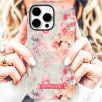 Romantic Peach and Pink Name Floral
