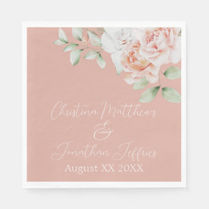 Romantic Peach and White Flowers Napkin