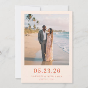 Romantic Peach Beach Photo Save The Date