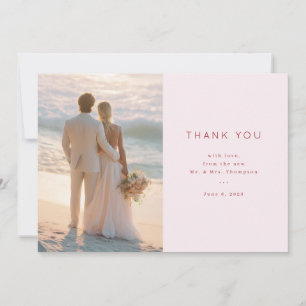 Romantic Peach Elegant Photo Thank You Card