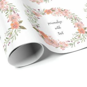 Romantic Peach Floral Wrapping Paper