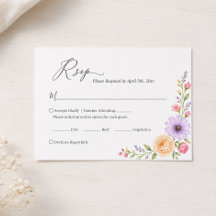 Romantic Peach Lavender Watercolor Floral Wedding