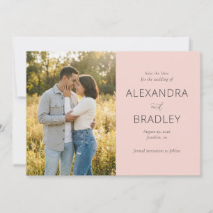 Romantic Peach Minimalist Photo Save The Date