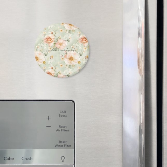 Romantic Peach Mint Roses Floral Magnet (In Situ (Fridge))