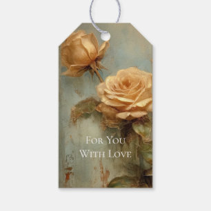 Romantic Peach Roses Floral Gift Tags