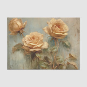 Romantic Peach Roses Floral Wedding Tissue Paper