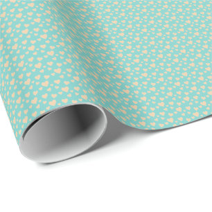 Romantic Peach & Turquoise Valentine's Day Hearts  Wrapping Paper