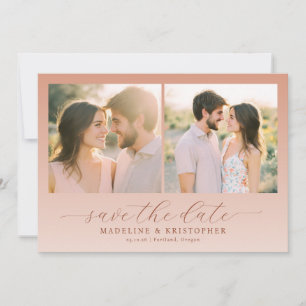 Romantic Peach Vintage Photo Collage Save The Date
