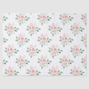 Romantic Peach White Floral Wedding Tissue Paper