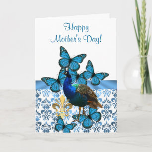 Romantic peacock mothers day card
