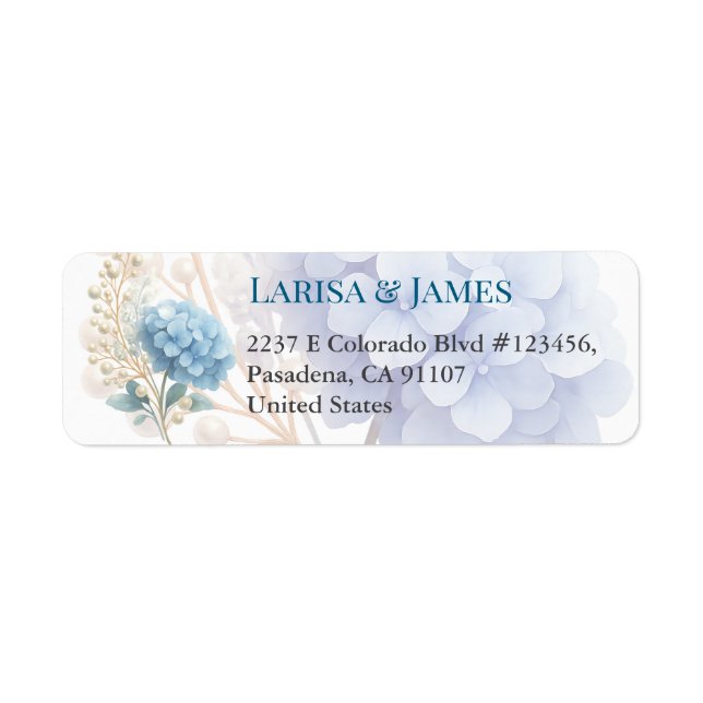 Romantic Pearl Hydrangea Blue Waterercolor Wedding (Front)