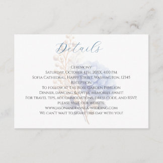 Romantic Pearl Hydrangea Blue Waterercolor Wedding Enclosure Card
