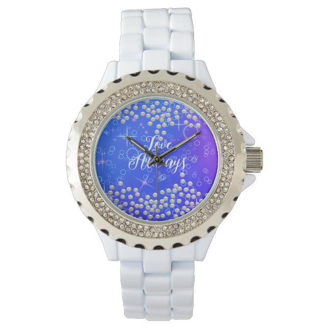 Romantic Pearls Blue Purple eWatch Watch (Front)