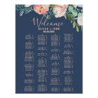Romantic Peonies | Blue Alphabetical Seating Chart