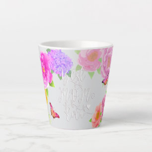 Romantic Peonies Garden Best Mum Grey Latte Mug