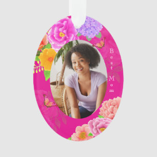 Romantic Peonies Garden Mother's Day Hot Pink Ornament