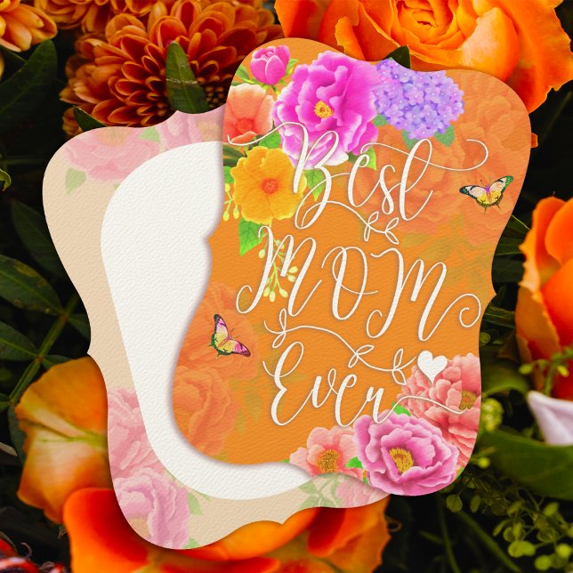 Romantic Peonies Garden Orange Best Mum Invitation (Romantic Peonies Garden Best Mom Ever Orange Mother's Day Card.)