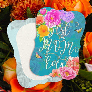Romantic Peonies Garden Teal Best Mum Invitation
