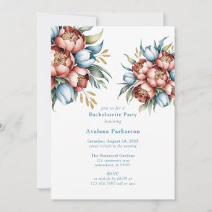 Romantic Peonies & Tulips Bachelorette Party Invitation