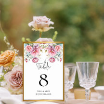 Romantic Peonies Wedding Table Card