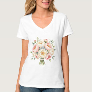 Romantic Peony Bouquet with Diamond Ring T-Shirt