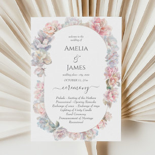 Romantic Peony Floral Wedding Ceremony Programs Invitation