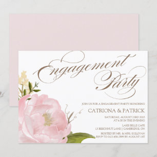 Romantic Peony Flower Engagament Party Invitation