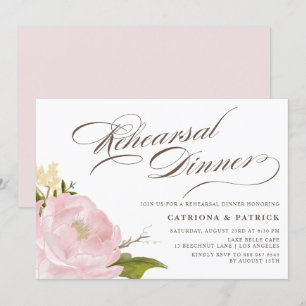 Romantic Peony Flower Rehearsal Dinner Invitation