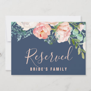 Romantic Peony Flowers Blue Reserved Sign