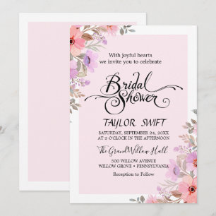 Romantic Peony Flowers Bridal Shower Invitation