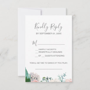 Romantic Peony Flowers Song Request RSVP Card