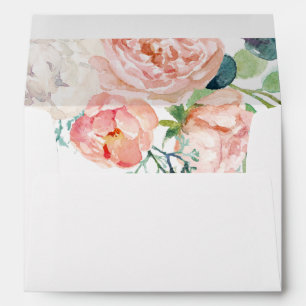 Romantic Peony Flowers Wedding Invitation Envelope