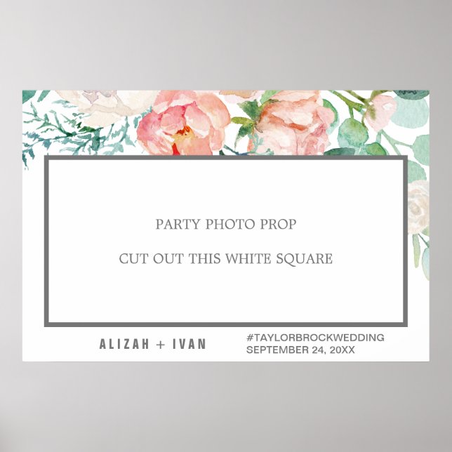 Romantic Peony Flowers Wedding Photo Prop Frame Poster (Front)