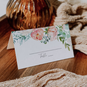 Romantic Peony Flowers Wedding Place Card