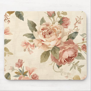 Romantic Peony & Rose Vintage Garden  Mouse Mat