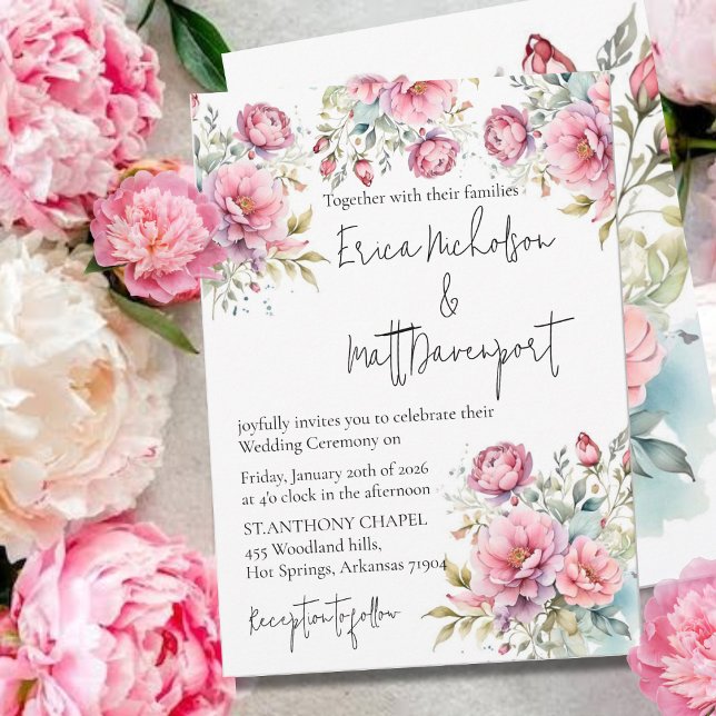 Romantic Peony Wedding Invitation (Creator Uploaded)