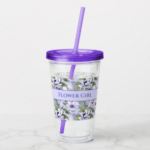 Romantic Periwinkle Florals Lavender Flower Girl Acrylic Tumbler