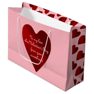 Romantic personalised heart large gift bag