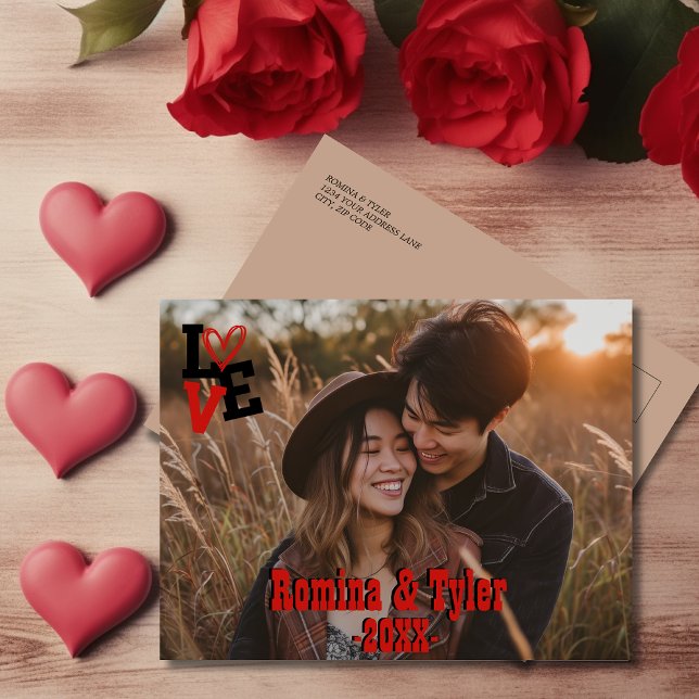 Romantic Personalised | Heart-Shaped LOVE Design  Postcard (Romantic Personalized | Heart-Shaped LOVE Design Postcard)