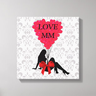 Romantic personalised Valentines Canvas Print