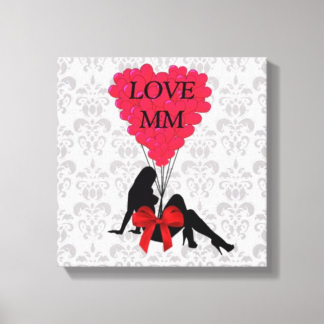 Romantic personalised Valentines Canvas Print (Front)