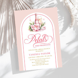 Romantic petals and prosecco bridal shower invite