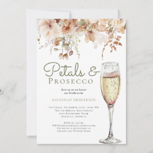Romantic Petals and Prosecco Floral Bridal Shower Invitation